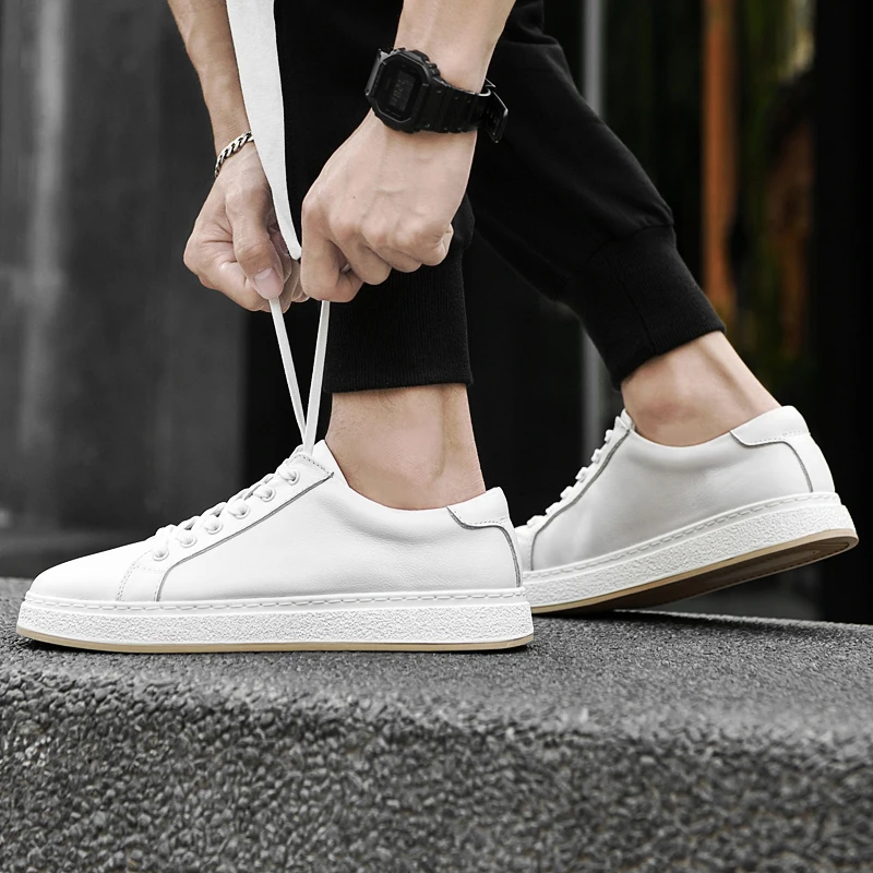Chaussures de skate en cuir véritable – baskets casual homme_voghion.com