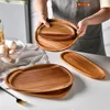 Solid Wood Dinner Plates Irregular Oval Serving Tray Fruit Dishes Dry Fruit Sushi Tea Tray Bread Wooden Plate Home Decoration