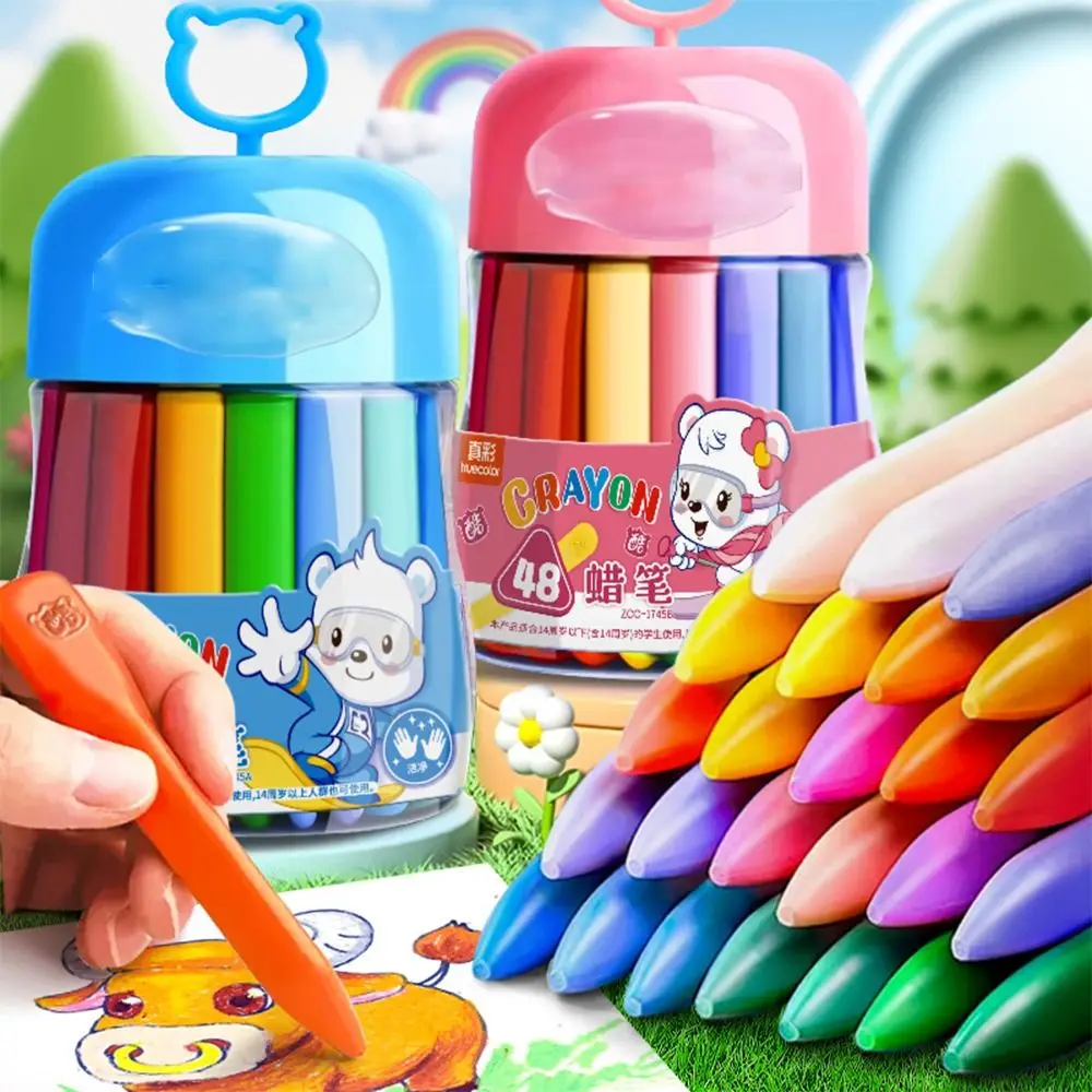 12/24/36/48Colors Children Not Dirty Hands Plastic Crayon Set Creative Painting Tools Washable Erasable Baby Oil Painting Stick oil pastels colored crayons oil painting sticks children painting supplies