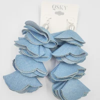 New Bohemia Handmade Four Denim Liner Flower Drop Earrings for Women Statement Earring 1