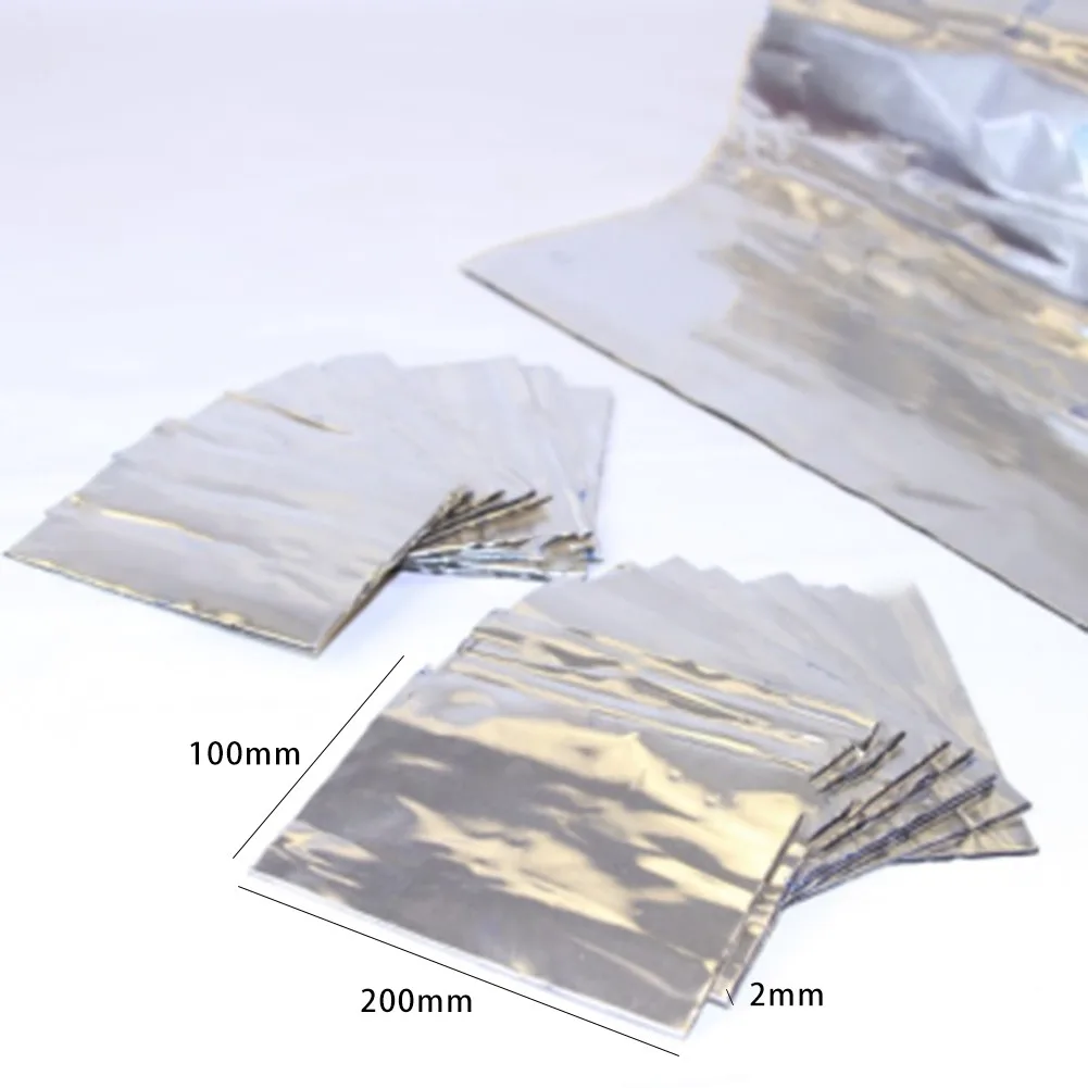 Soundproofing Shock Stop Plate For Car-Butyl Rubber + Aluminum, 200mm X 100mm, 2mm Thick, High Temperature Resistant