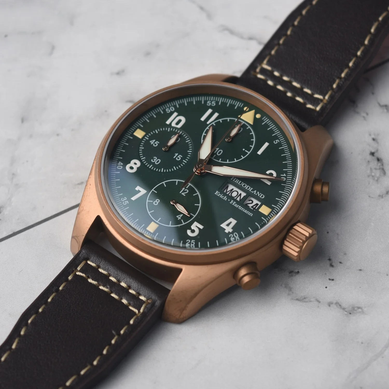 Hruodland 2025 New Men Quartz Watches 6S00 Retro Sapphire Crystal Waterproof 100M Chronograph Pilot Reloj Hombre 4