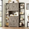 70" Kitchen Pantry Storage Cabinet,Tall Kitchen Hutch Cabinet with Microwave Stand,Industrial Pantry Cabinet with 8 Open Shelves 1