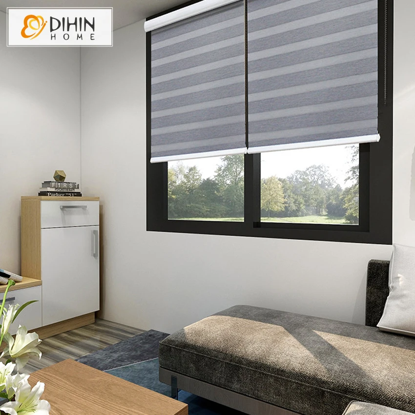 

Modern Cordless Zebra Blind Free-Stop Full Blackout Sping Zebra Roller Shades Dual Layer Window Blinds Custom To Sizes