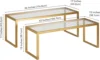 Rectangular Nested Coffee Table in Brass, Modern coffee tables for living room, studio apartment essentials 3