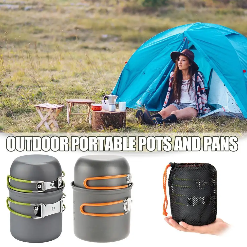 Portable Outdoor Camping Pot Set Hike Picnic Barbecue Cooking Folding Cookware Kitchen Utensil Spoon Knife Equipment