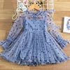 3-8 Year Polka-dot Girls Princess Dress For Kids Spring Autumn Long Sleeve Elegant Birthday Party Gown Children Casual Clothes 3