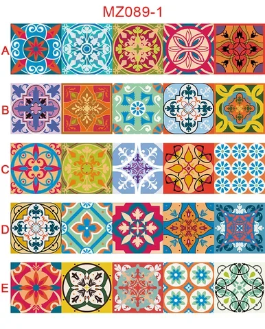 

10/15/20/30cm Colorful Retro Strip Tiles Wall Sticker Kitchen Stairs Door Wardrobe Decoration Wallpaper Peel & Stick Art Mural