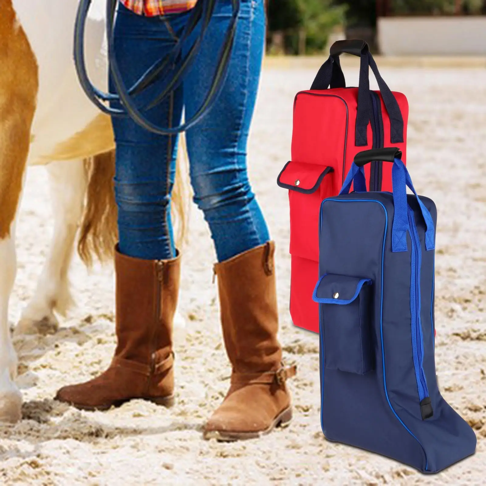 Portable Knight Boot Bag with Top Handle Side Pocket Versatile Waterproof Zipper Closure for Rock Climbing Shoes Storage Bag