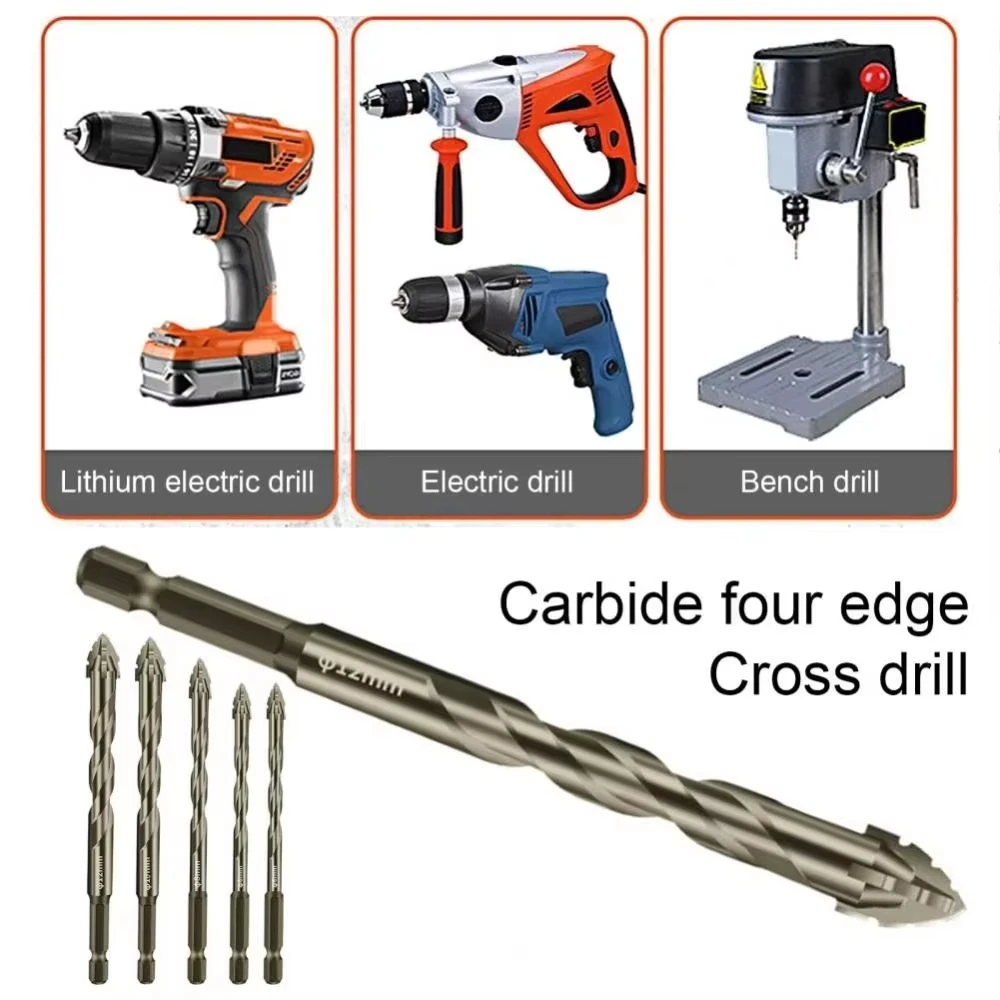 Alloy Drill Bit Multifunctional Tile Glass Cement Metal Ceramic Wood Plastic Hole Saw Triangle Size 6mm 8mm 10mm 12mm,drill bits