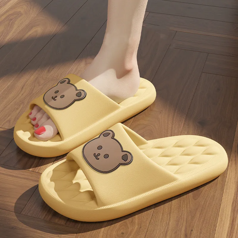 Big Size Summer Women Men's Slippers Thick Flats Platform Beach Slides Soft Bath Cartoon Sandals Outdoors Massage Couple Shoes 2