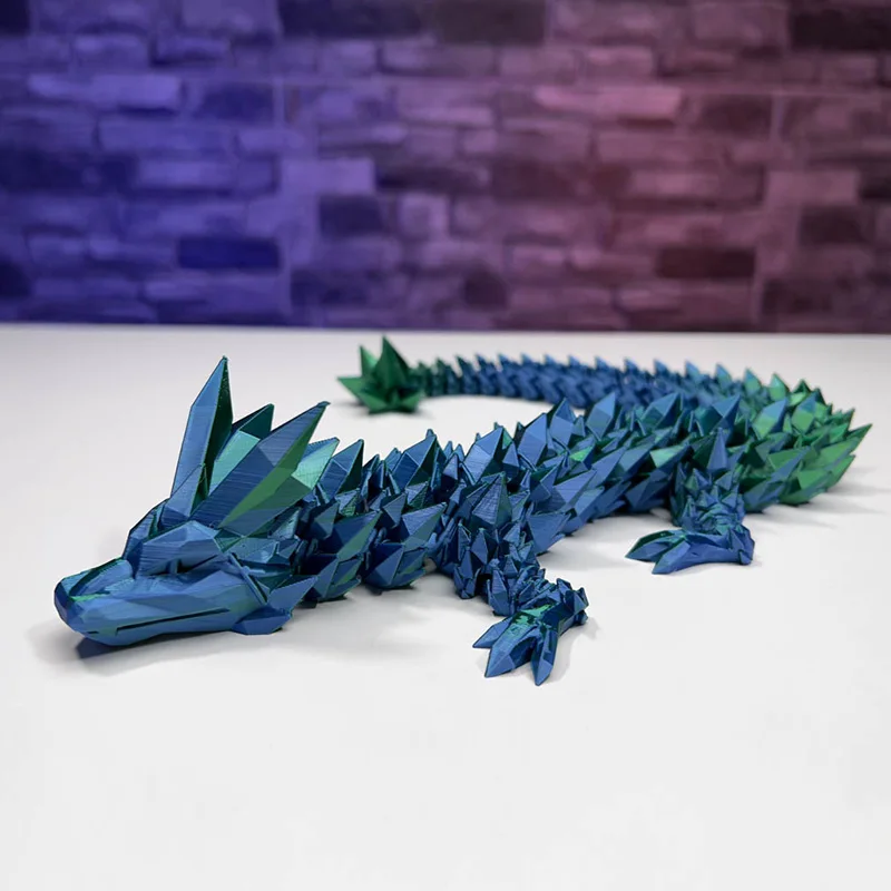 3D Printed Toy 3D Printed Crystal Dragon Antistress Fidget Toy Rotatable Articulated 30/45/60CM