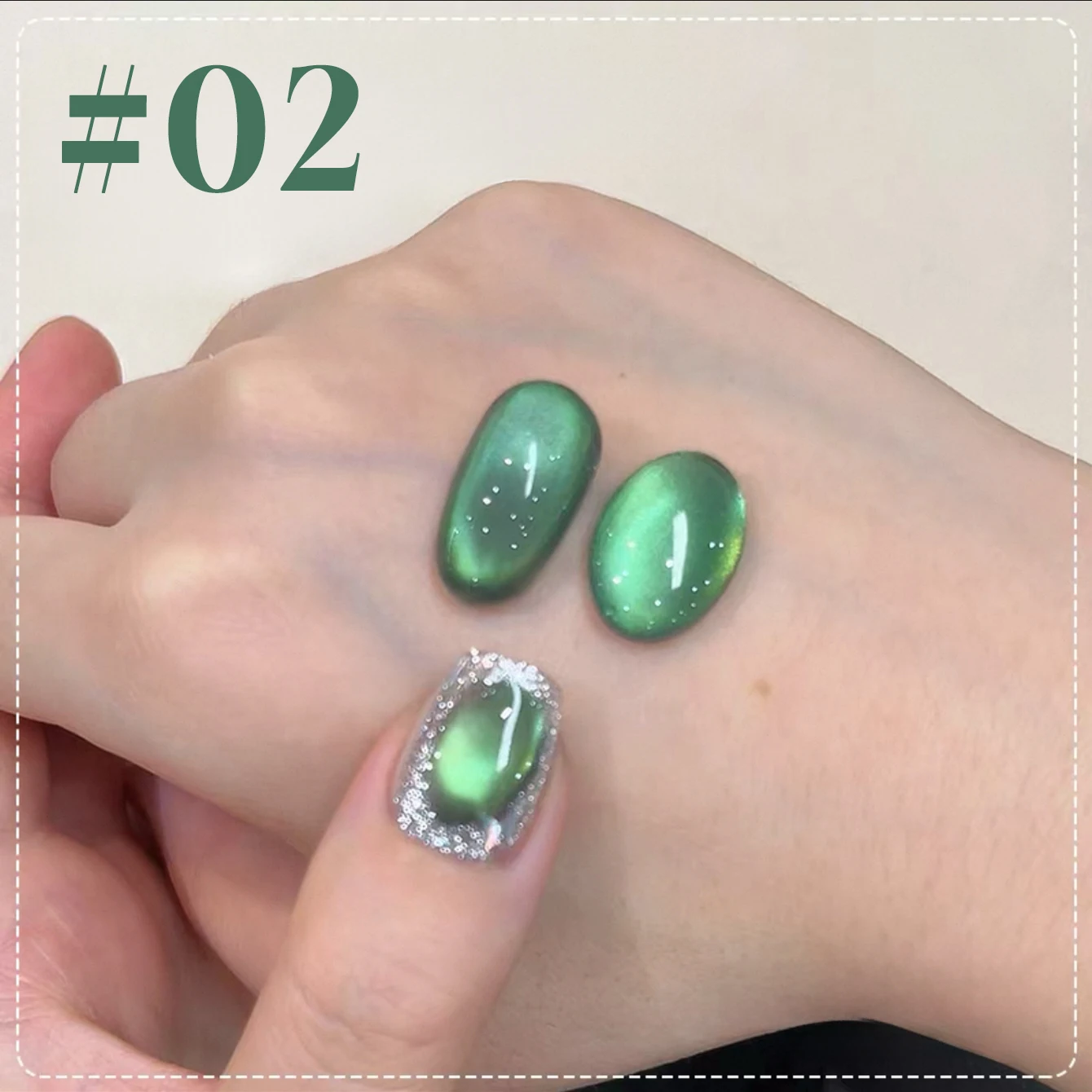 12ML Strobe Green Cat Eye Magnetic Gel Polish - Summer Nail Collection