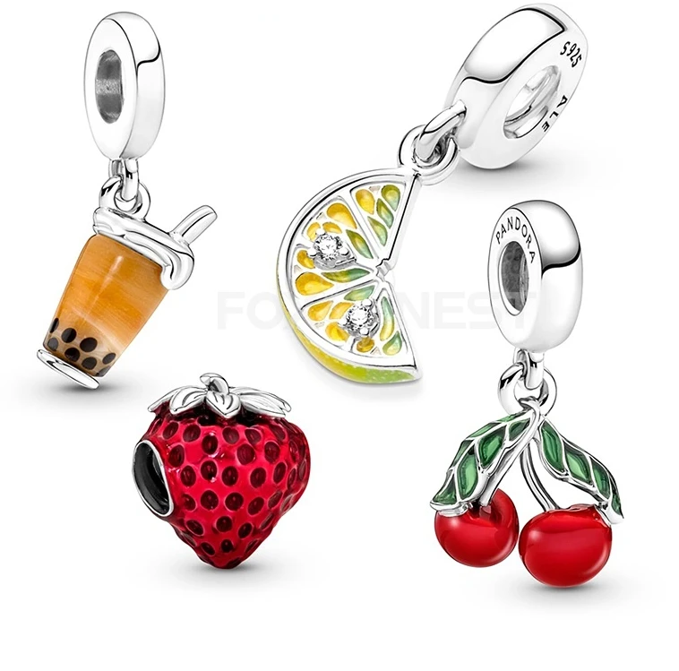 Shining lemon slices/milk tea/strawberries/cherries Pendant Charm