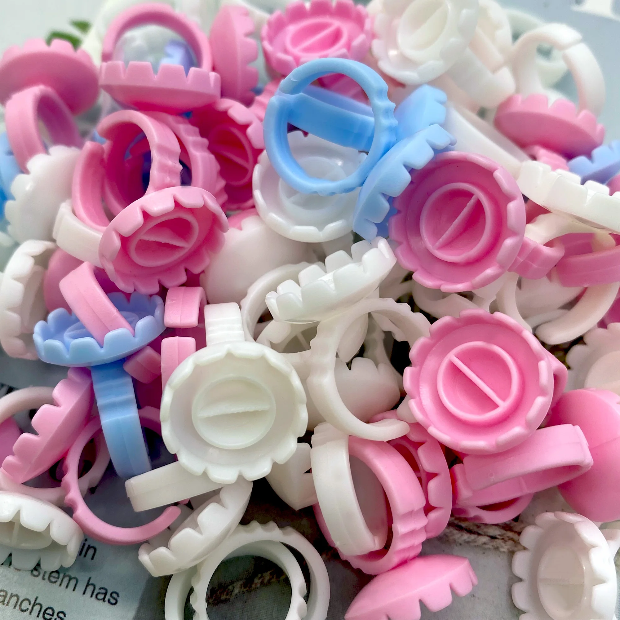 100Pcs Disposable Eyelash Glue Fan Cup Ring Grafting Delay Holder Container Tattoo Pigment Eyelash Extension Tools Lash Supplies