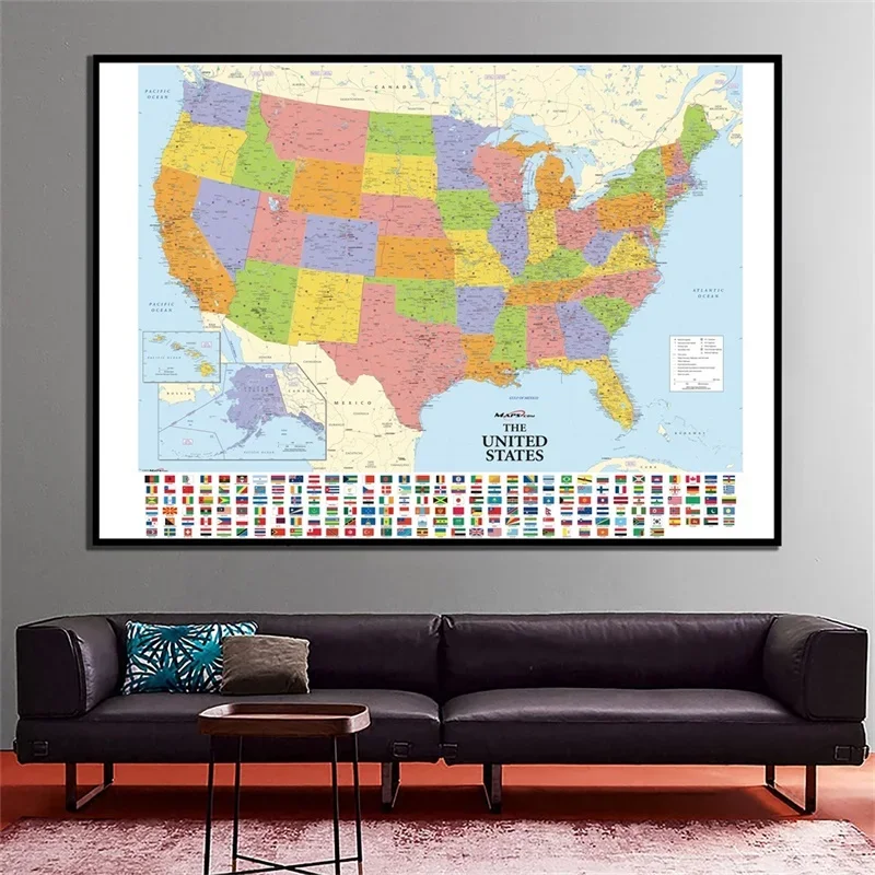 90*60cm The World Map Decorative Posters Unframed Prints Wall Art Canvas Paintings School Supplies Living Room Home Decoration