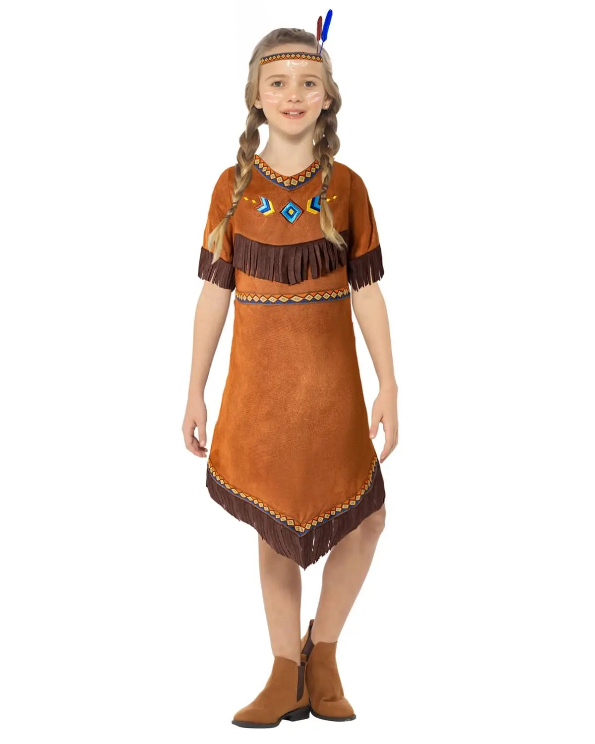 Child Indian Lil Princess Halloween Fancy Dress Up Native American Girl Brown Costume