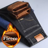 Marque automne hiver chaud flocage Denim doux homme activités polaire ligne hommes jean noir bleu gris couleurs 1