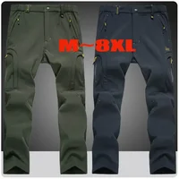 Plus Size 6XL 7XL 8XL Mens Thicken Snow Ski Waterproof Softshell Pants Winter Tactical Camping Hiking Snowboard Fleece Trousers 1