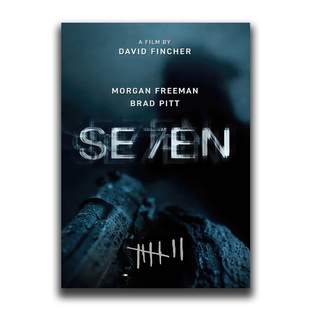 Vintage Black Cinema Art: Se7en Film Canvas Wall Mural
