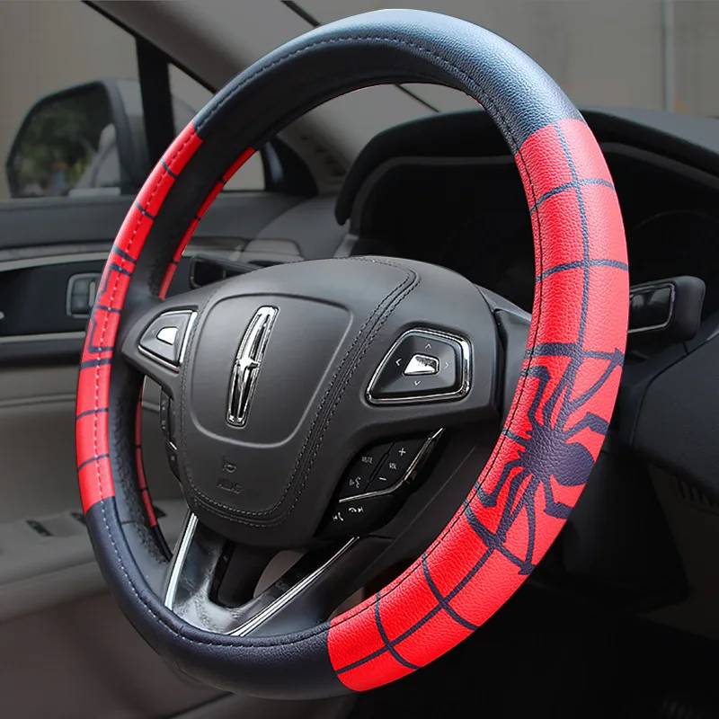 

New Four Seasons Universal Car Steering Wheel Cover Marvel CartoonPU Leather Handle Cover