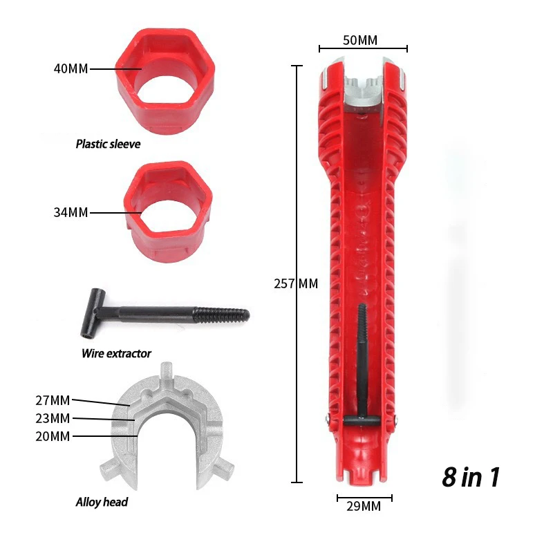 8 In 1 Flume Wrench Multi Magic Wrench Sink Plumbing Tools Multifunctional  Anti-slip Key Kitchen Repair Plumbing Wrench Tool Set