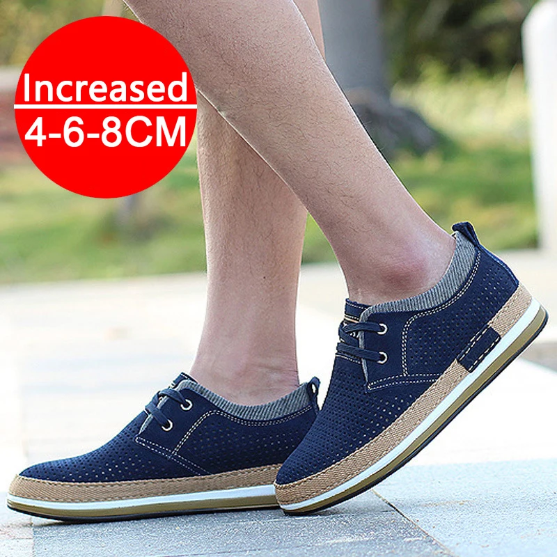 High Quality Men Elevator Shoes Height Increased 8cm Invisible Inner Heightening Shoes Men's Sports Suede Leather Sneakers Shoes 4