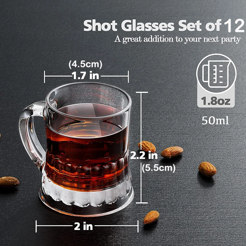 6/12/30/50Pcs Mini Beer Mugs Bulk Shot Glasses Beer Glasses Set 1oz Small  Clear Beer Stein Mini Tasting Whiskey Cups for Party - AliExpress