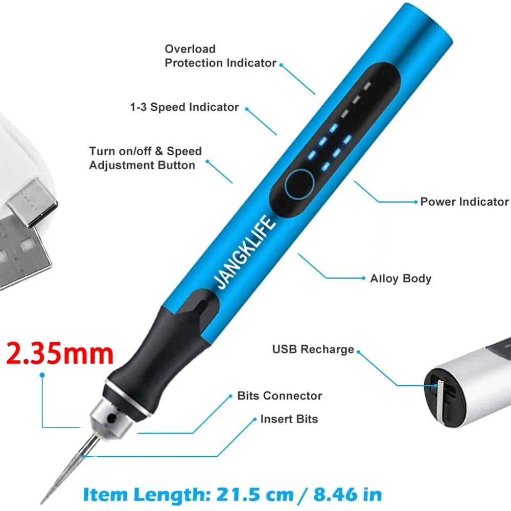 Outil Rotatif USB Sans Fil SZYDD - Kit 36 Accessoires Pour Gravure, Ponçage, Polissage (bois, Métal, Bijoux) - 3 Vitesses 5000-15000 Tr/min