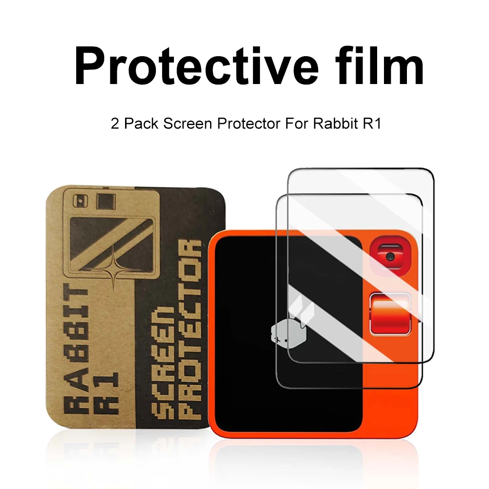 2 Pack Glass Screen Protector Film 2.88 Inch Full Coverage Transparent Ultra HD Anti-Fingerprint for Rabbit R1 AI Device 2024