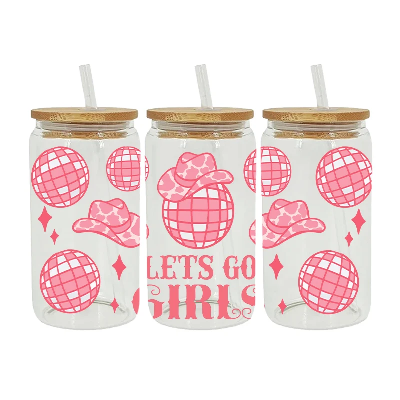 UV DTF Transfer Cowboy Theme For 16oz Libbey Glasses Wraps Cup Can DIY Waterproof Decals D8819
