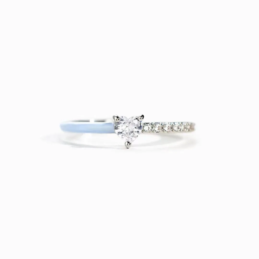 Heart-shaped Rectangular Zircon Cut Semi Enamel Ring For Women Drop Shipping YLQ10360