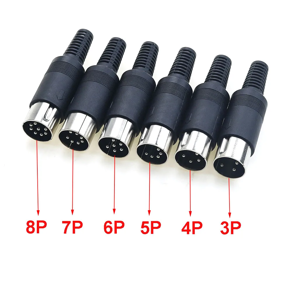 Multi-Pack DIN Male/Female Plug Jack with Plastic Handle - Keyboard Cable Connector Adapter PS2 Compatible