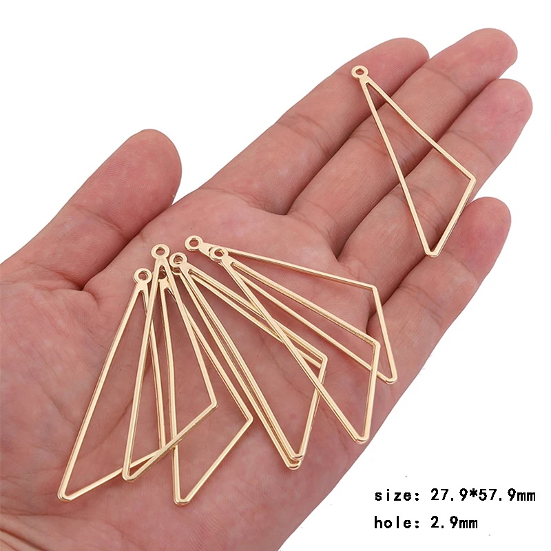 10Pcs Goud Kleur Driehoek Geometrische Hoge Kwaliteit Kc Charmes Hanger Voor Sieraden Maken Diy Oorbel Maken Accessoires