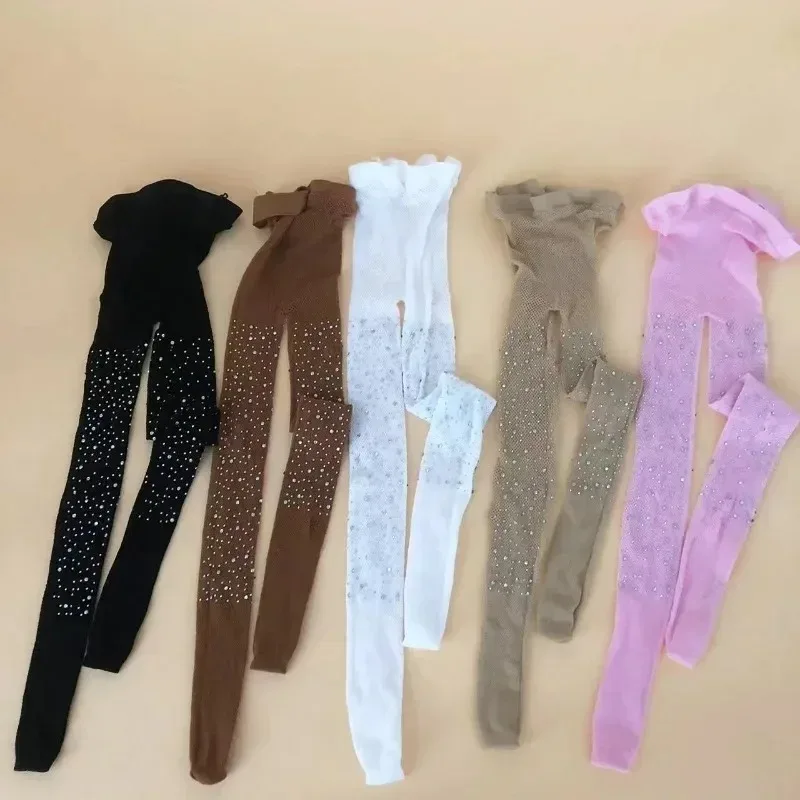 Summer Kids Girls Fashion Mesh Fishnet Stockings Hollow Lace Rhinestone Glitter Pantyhose for Children Baby Clothes Hosiery