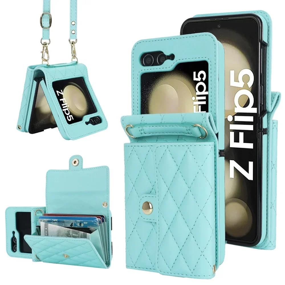 Luxurious Crossbody Leather Wallet Case with Lanyard and Card Holder