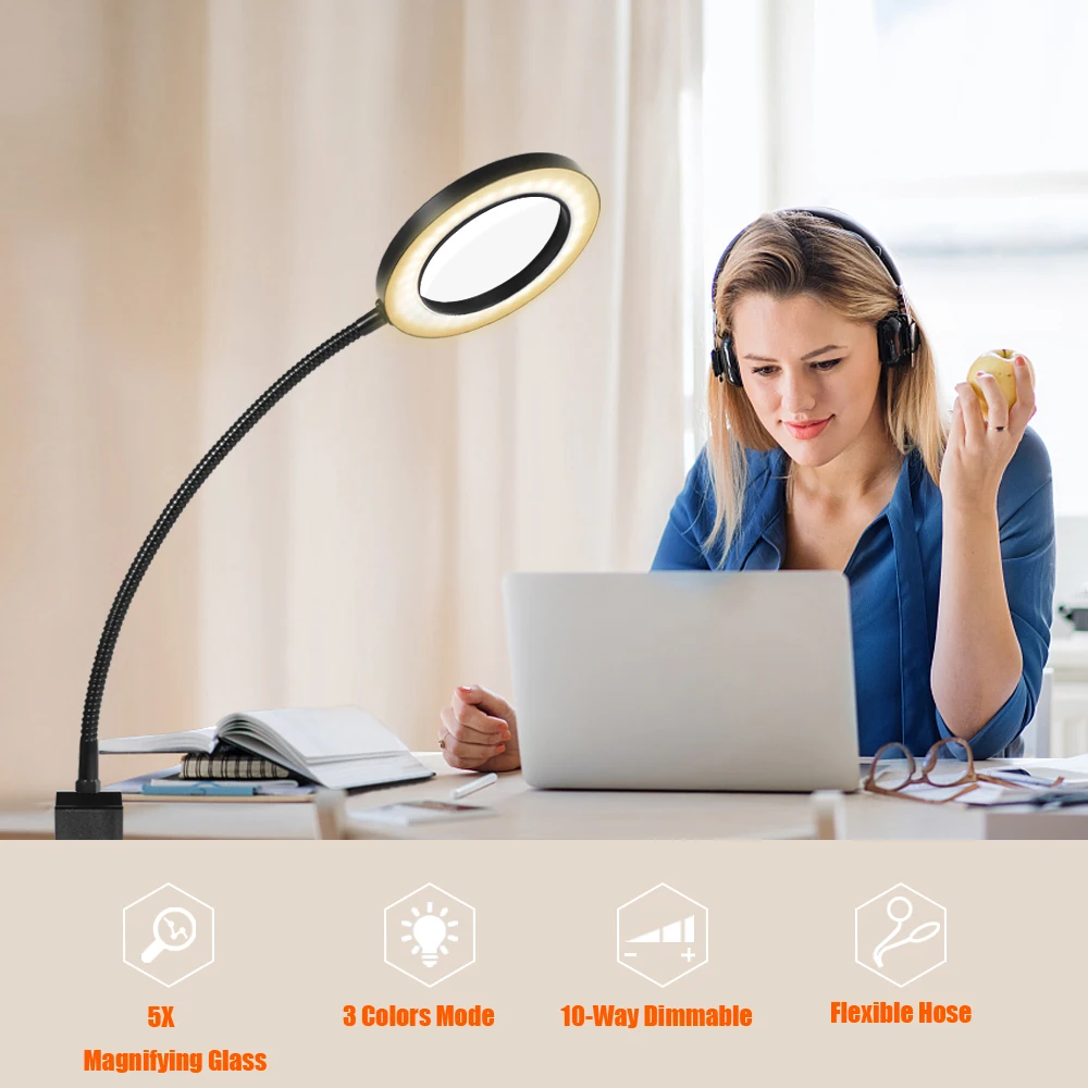 Desk light with magnifying glass sale