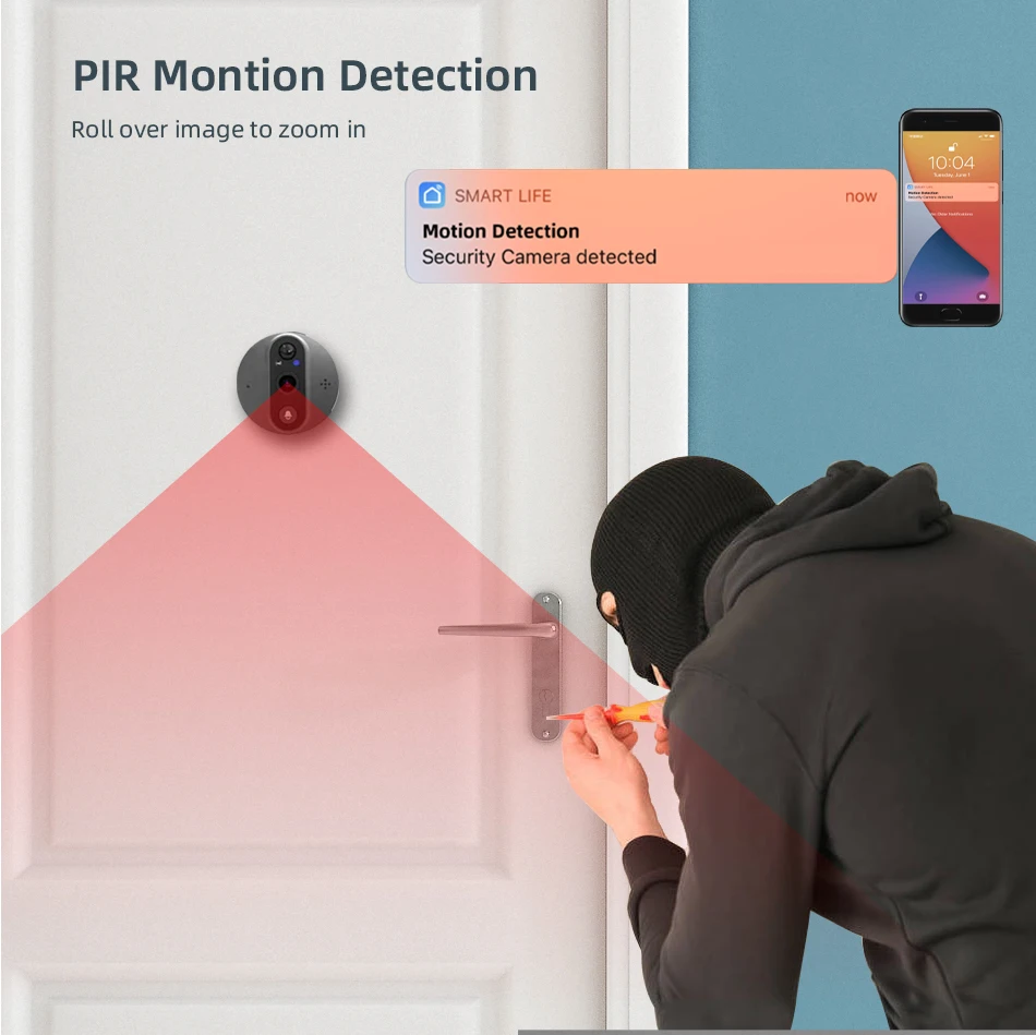 Description Picture 6 of itemWifi Electronic Cat Eye Peephole 4.3 Inch Color Screen Graffiti Visual Camera Night Vision 1080P 2.4G Smart Home Outdoor Camera