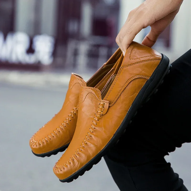 Genuine Leather Men Shoes Casual Italian Mens Loafers Moccasins Luxury Brand Formal Slip on Male Boat Shoes Zapatos De Hombre 5