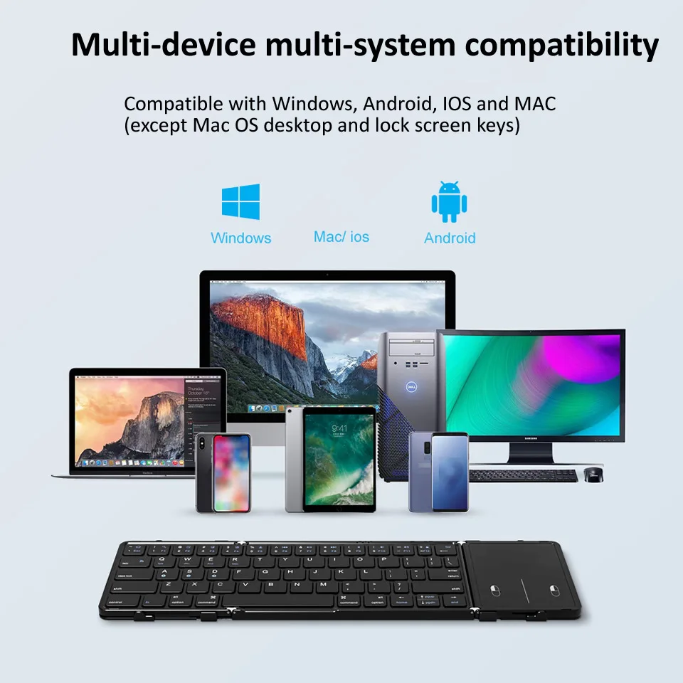 Outmix-teclado Bluetooth Dobrável Recarregável Portátil Mini Couro Touchpad Android pc Tablet Dispositivos Sincronização - Imagem 4