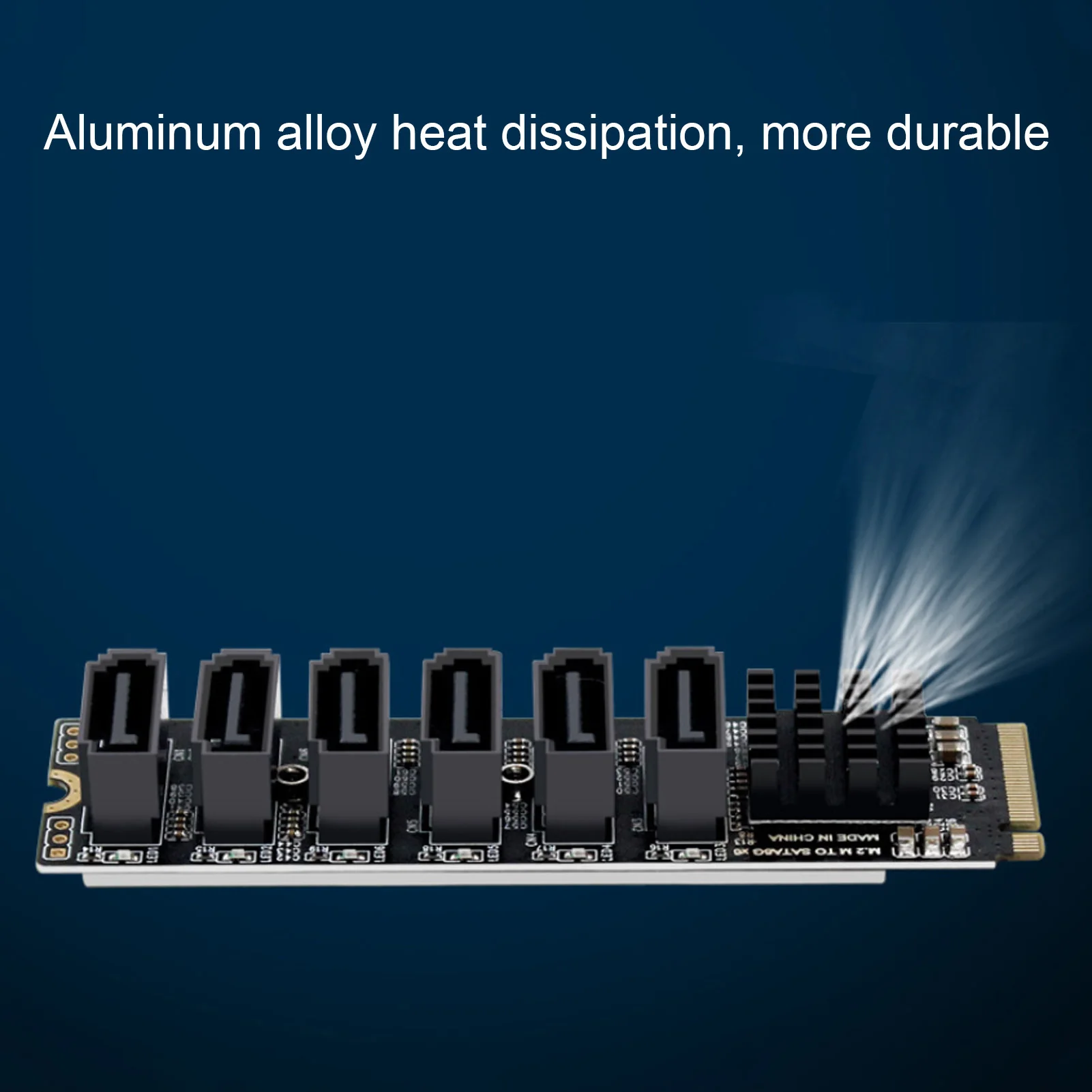 M.2 to SATA3.0 Adapter Card 6Gbps High Speed ASM1166 M.2 PCIE to SATA Expansion Card with Smart Indicator Computer Accessories