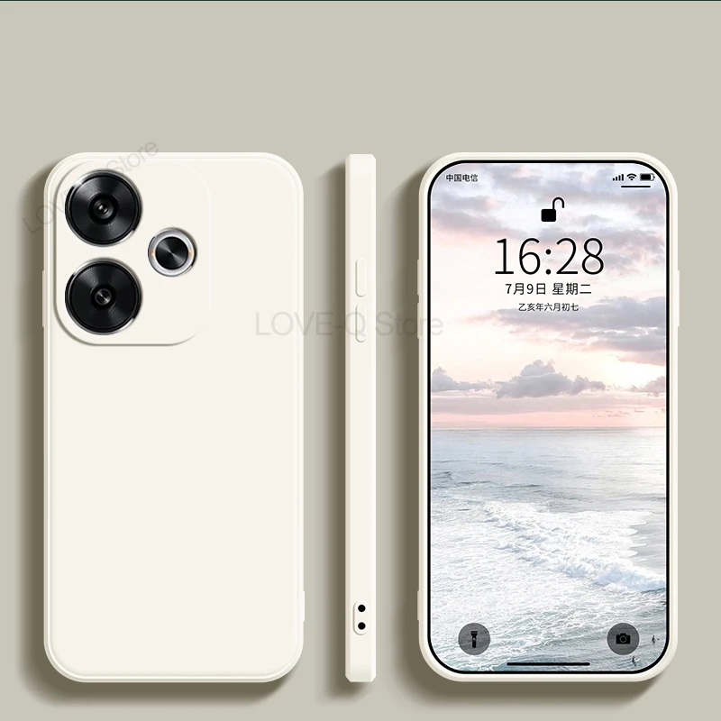 Enhanced Liquid Silicone Protective Phone Case - Square Design, Soft TPU Back Cover