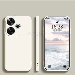 Enhanced Liquid Silicone Protective Phone Case - Square Design, Soft TPU Back Cover - Poco F6 Pro (Cream - white)