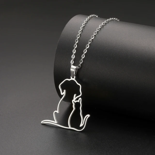 Cazador Cute Hugging Cats Kitten Necklace for Women Stainless Steel Animal Dog Pet Pendant Necklaces Jewelry Gift 2024 Trend 4