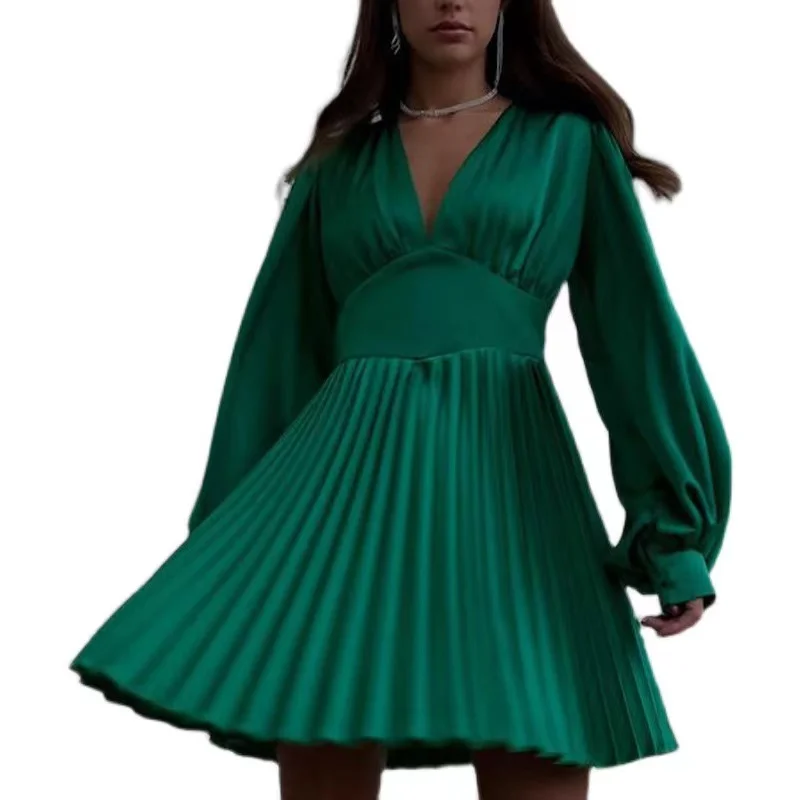 

V-neck, high waisted, elegant and elegant spring/summer dress, women's dress, women's short skirt