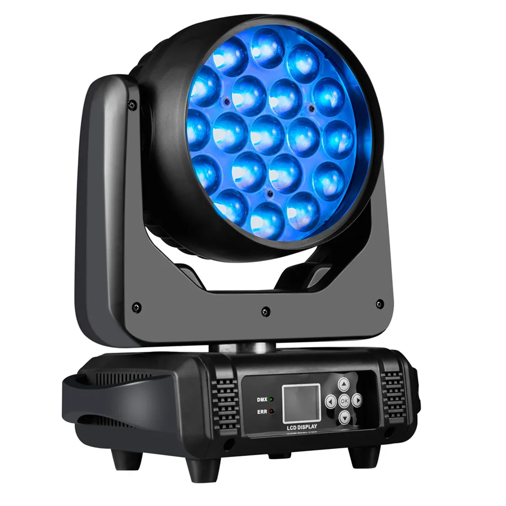 Dmx512 LED 워시 줌 Rgbw 무빙 헤드 라이트, DJ 조명, 나이트클럽 디스코 무대 스포트라이트, 19X15W