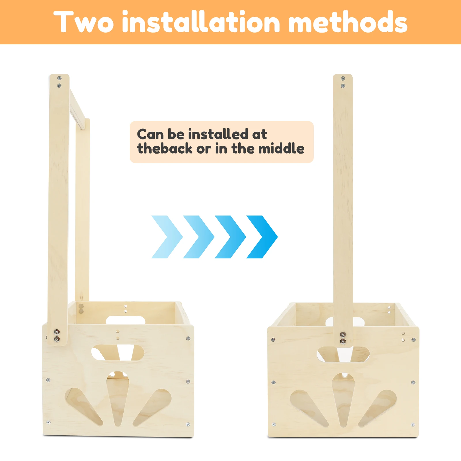 Wood Storage Crate Baby Toys Clothing Organizer Box Children Portable Basket Long Handle Sturdy 4