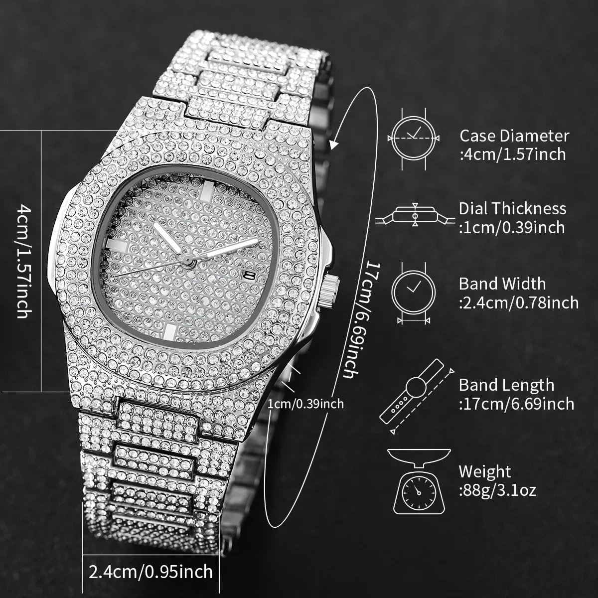 2pcs/set Women's Watch Luxury Rhinestone Quartz Watch Analog Stainless Steel Wrist Watch With Bracelet Set, Gift For Mom Her 4