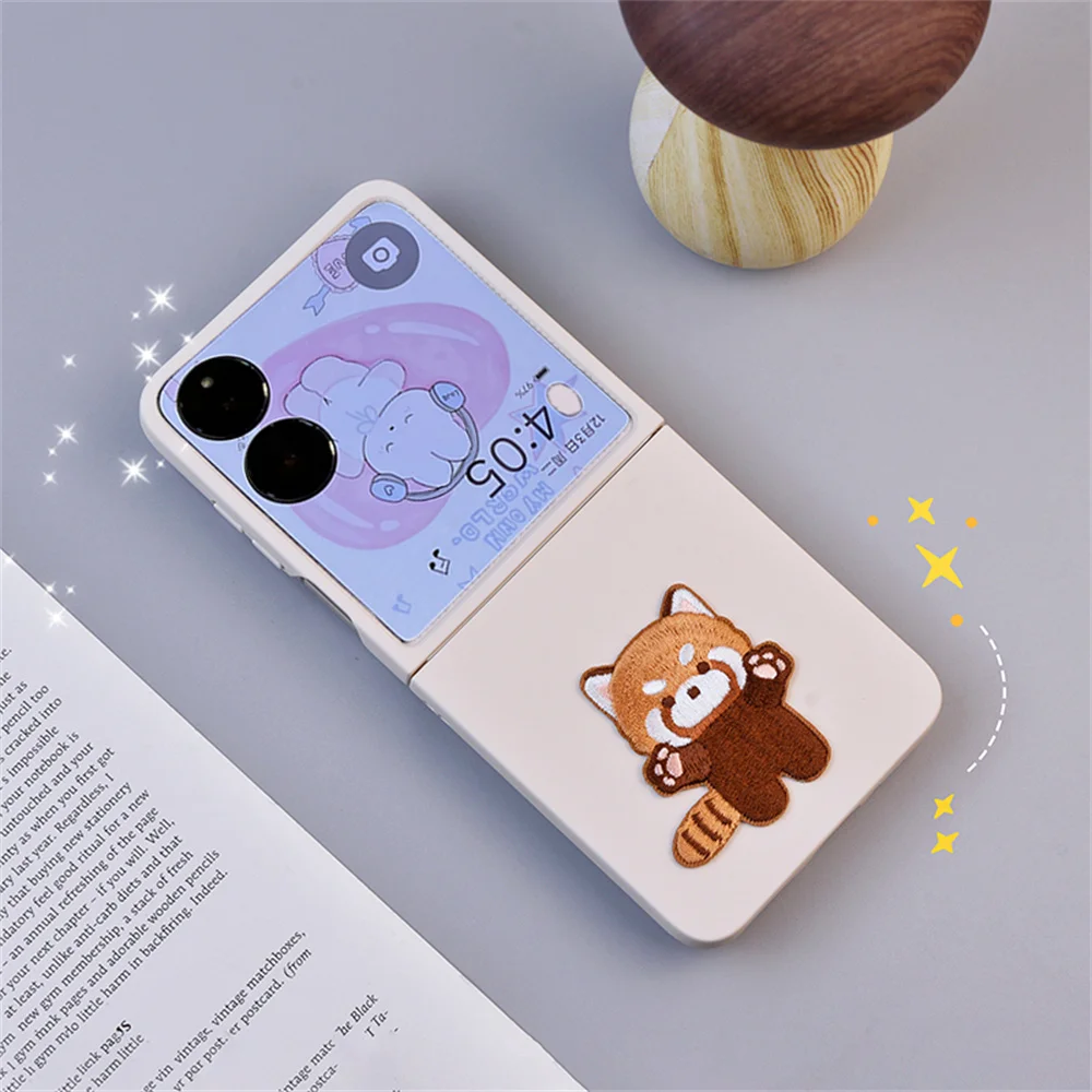 Adorable Embroidered Raccoon Phone Case with Portable Strap - Hard Shockproof Back Cover