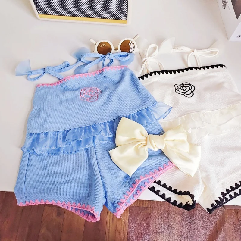 

Summer New Girls' Suit Baby Girls' Camisole plus Shorts Two-Piece SuitWS